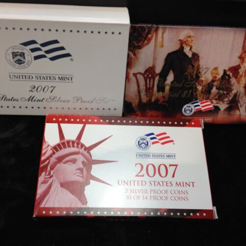 2007-S Complete SILVER Proof Set w Box and COA and Sleeve - Bild 1 von 1