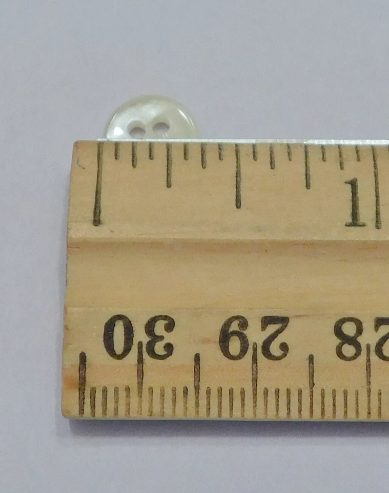 Set 12 Vintage Off White Pearly Shell Buttons Tiny 3/8" 4-Hole Flat - Image 4 of 4