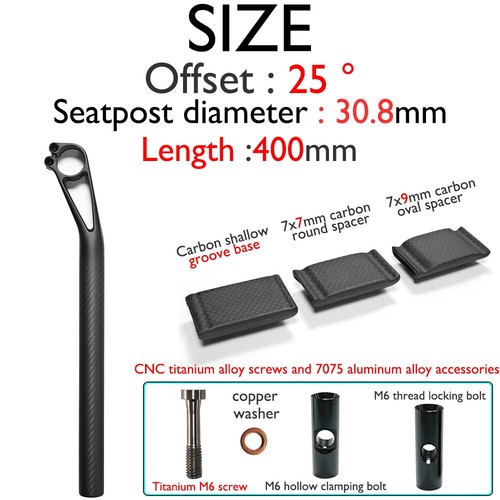 Carbon Hollow Seatpost 0/25°degree 27.2/30.8/31.6mm for Road Gravel MTB Bicycles - Picture 11 of 36