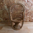 Vintage Wicker Peacock Fan Back Rattan Chair 16” Doll Plant Stand Boho Decor