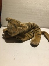 Vintage Original Steiff Lying Tiger 19" Mohair TLC Green Eyes