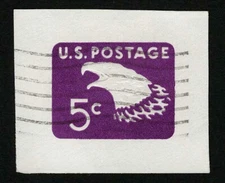 US 1965 #U550 Bright Purple 5c Eagle Cut Square XF Used