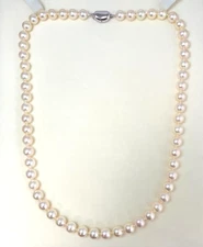 High luster~6.5-7.0mm Champagne Japanese Akoya pearl Necklace,Japan made,17"
