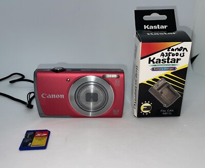 Canon PowerShot A3500 IS 16.0MP Digital Camera - Red for sale 