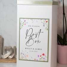 Personalised Watercolour Wildflower Wedding Card Post Box