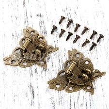 2pcs Decorative Butterfly Jewelry Box Clasp Hasps Latch Screws Household