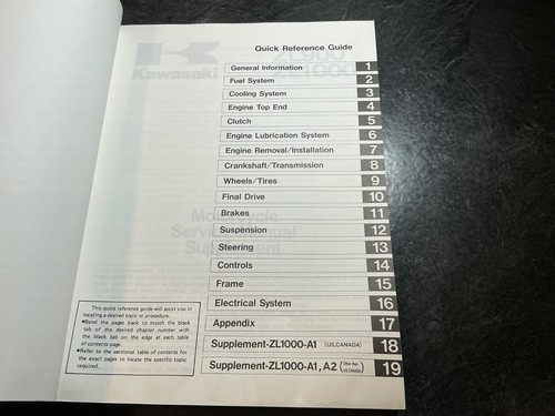 1985-1988 Kawasaki ZL900 & ZL1000 Motorcycle Service Manual Supplement - Picture 5 of 22
