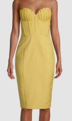 $278 Lavish Alice Women's Yellow Pleated Sheath Dress Size 2