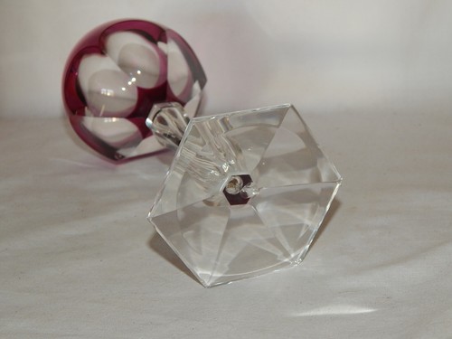 Weinglas Val St. Lambert  Überfang aubergine eingestochene Luftblase - Picture 7 of 8