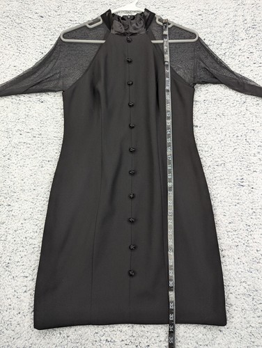 Vintage Laundry Shelli Segal Mini Dress Womens 8P Sheer Sleeve 90s Goth Academia - Picture 9 of 11