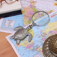 Solid Brass Tortoise Magnifying Glass Map Reading Magnifier Glass Table Top Gift
