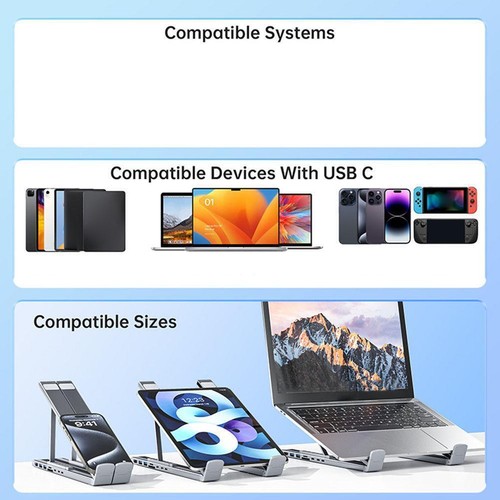 8 In 1 Laptop Stand USB C HUB Laptop Docking Station K8Q9 Support O2I5 U4U8 Y5V4 - Photo 10/14