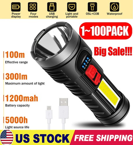 Super Bright 999000000 LM LED Torch Tactical Flashlight Lantern Rechargeable US