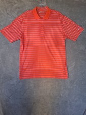 Nike Golf Dri Fit Mens Size L Orange Stripe Polo Shirt Short Sleeve Pullover
