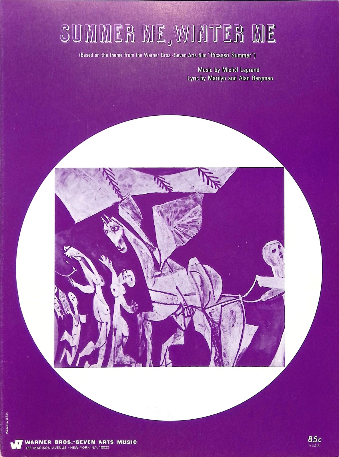 Summer Me Winter Me Sheet Music Picasso Summer 1969 Film Michel Legrand Bergman