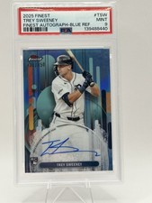 2025 Topps Finest Trey Sweeney * Blue Refractor * Rookie Auto 131/150 PSA Pop 2