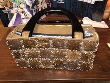 Custom Hand Made COCONUT SHELL PURSE HANDBAG WOODEN HANDLES Zipper CLOSURE