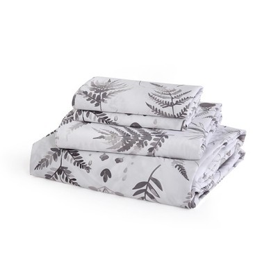 100% Cotton Floral Sheet Set Full, 300 Thread Count Printed Sateen Sheets, So...