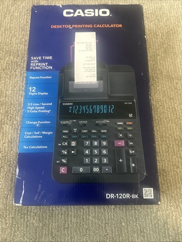 Casio DR-120R-BK Printing Heavy Duty Calculator Black Desktop New Open Box - Picture 1 of 11