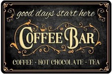 Coffee Bar Coffee, Hot Chocolate, Tea, Tin Metal Signs Home D cor Vintage