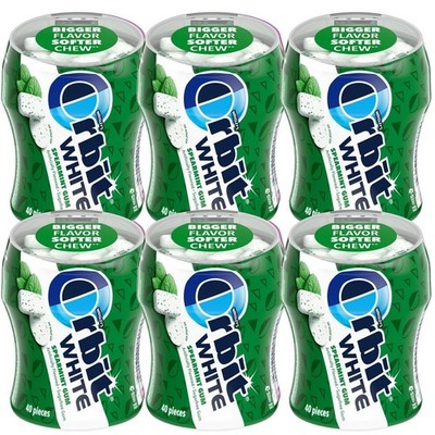 Orbit Gum White Spearmint Gum, 40 Piece Bottle (Pack of 6), Sugar Free...