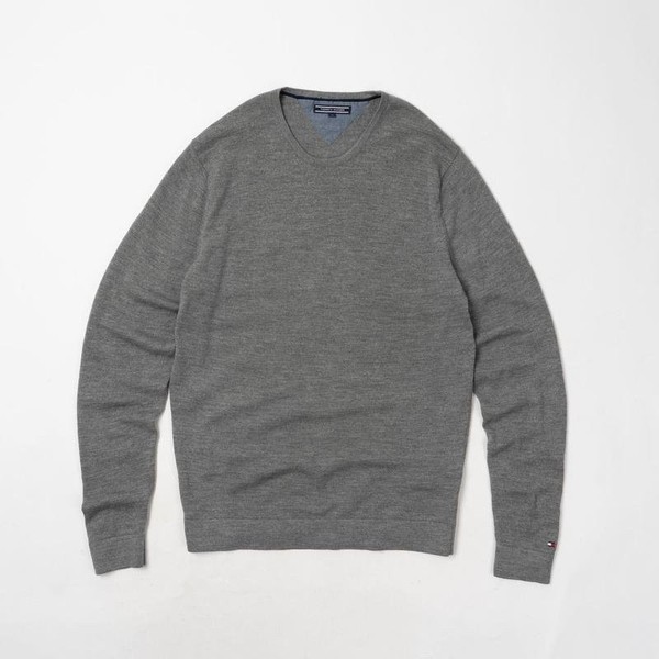 Men Tommy Hilfiger Sweater Grey Wool 42 / XL / 50