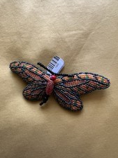 Vintage Jewellery Handmade Beaded Butterfly Brooch