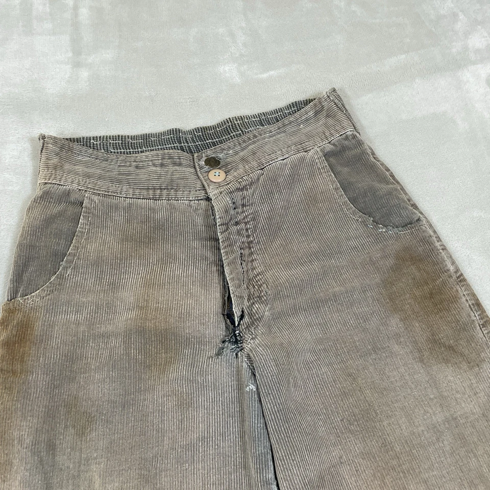 Винтажные расклешенные брюки из вельветового колокольчика 70-х 28x30 потертые искусственно состаренные хиппи бохо - Изображение 4 из 4