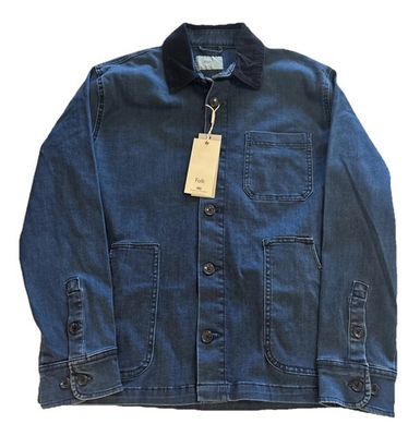 #ad #ad FOLK Nelson Men’s Denim Barn Chore Jacket Sz Large Corduroy Collar Work Coat NWT $79.99