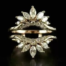 2 CT Round Lab Created Diamond Enhancer Guard Wrap Ring 14K Yellow Gold Plated