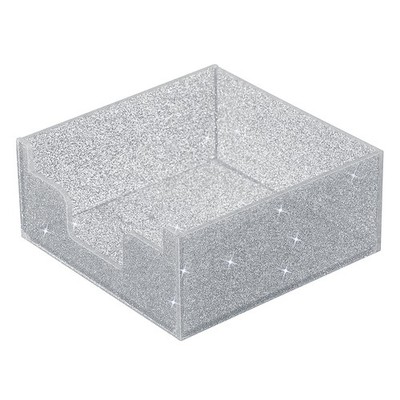 Acrylic Sticky Notes Holder, 3x3'' Sticky Pads Dispenser Glitter, Clear