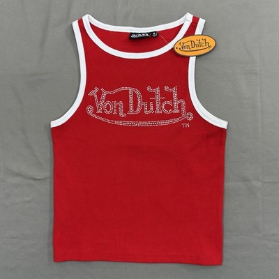 Von Dutch Tank Top Size M Red With White Trim Y2K 90s Hip Hop Style NWT