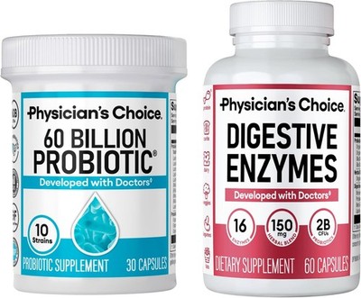 Physician's CHOICE Advanced Gut Health Bundle: 60 Billion Probiotics Three0ct +