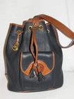 Vintage Dooney & Bourke Blue Pebble Leather Bag Tassel Drawstring Backpack
