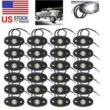24Pcs White LED Rock Light Pods Underbody Glow Lamp Offroad SUV Pickup Truck UTV