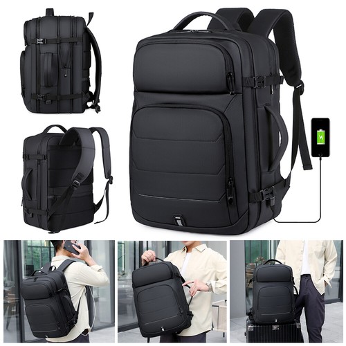 18" 50L Expandable Backpack, Men Laptop Rucksack with USB Port for School Travel