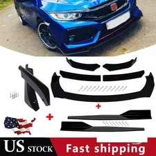 Front Bumper Lip Chin Spoiler Body Kit Splitter Side Skirt For Honda Civic S