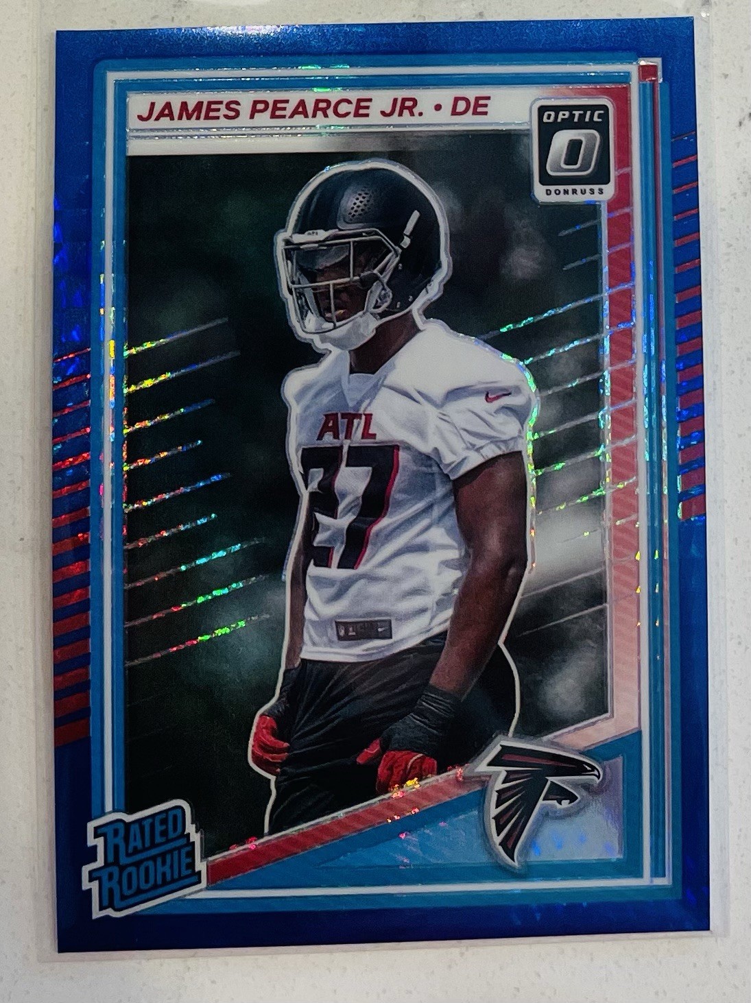 2025 Panini Donruss Optic Blue Hyper Prizm Rated Rookie James Pearce Jr. #240