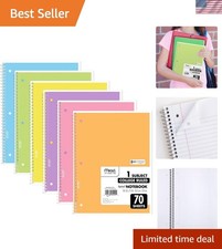 Spiral Notebook, 6 Pack, 1 Subject, College Ruled Paper, 7-1/2" x 10-1/2", 70...