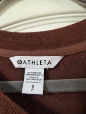 Athleta Womens Baseline Brown Long Sleeve Dress Zip Pockets Shift Soft, Small