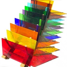 PALJOLLY 9 Pack Transparent Stained Glass Sheets, 4 x 6 6"L 4"W,