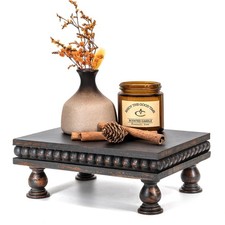 Pine Wood Display Riser   Boho Pedestal Stand for Home Decor, Showcasing Apar...