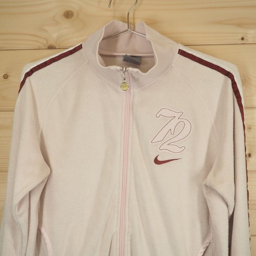 Nike 72 Vintage Y2K 2000s Girls Age 13-15 Years Pink Red Towelling Zip-up Jacket - Picture 3 of 18