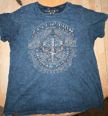 Affliction Women s Blue Graphic Tee Short Sleeve Size XXL