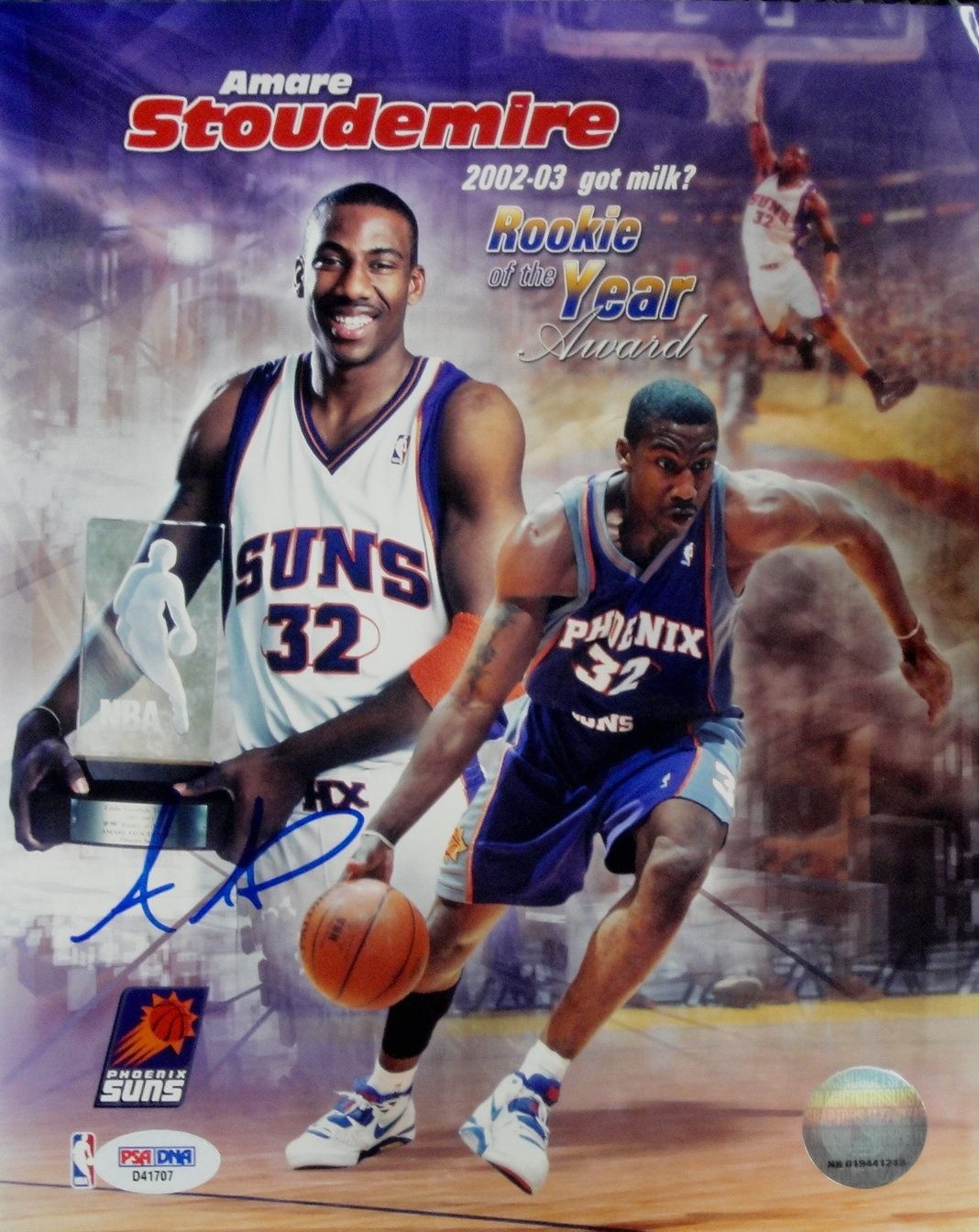 Amare Stoudemire Autographed Signed Phoenix Suns Hand 8x10 Photo Collage Dribble PSA 