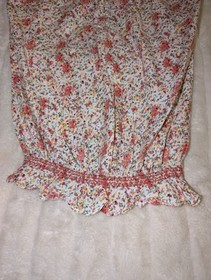 Nuon Women's Cotton Smocked Floral Short Sleeve Elastic Waist Blouse Small