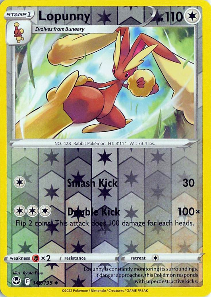 Lopunny 145/195 Uncommon Silver Tempest Pokemon Reverse Holo Near Mint