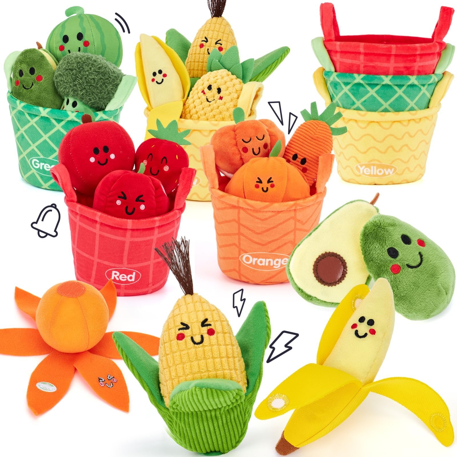 Baby Sensory Toys 16PCS Fruit Vegetable Sorting Play Food Cr