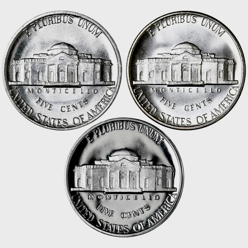 1980 P D S Jefferson Nickel Year Set Proof & BU  3 Coins - Picture 2 of 2