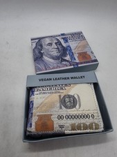 100 Dollar Bill Wallet Handcrafted Bi Fold Men's Vegan Leather New Very Detailed